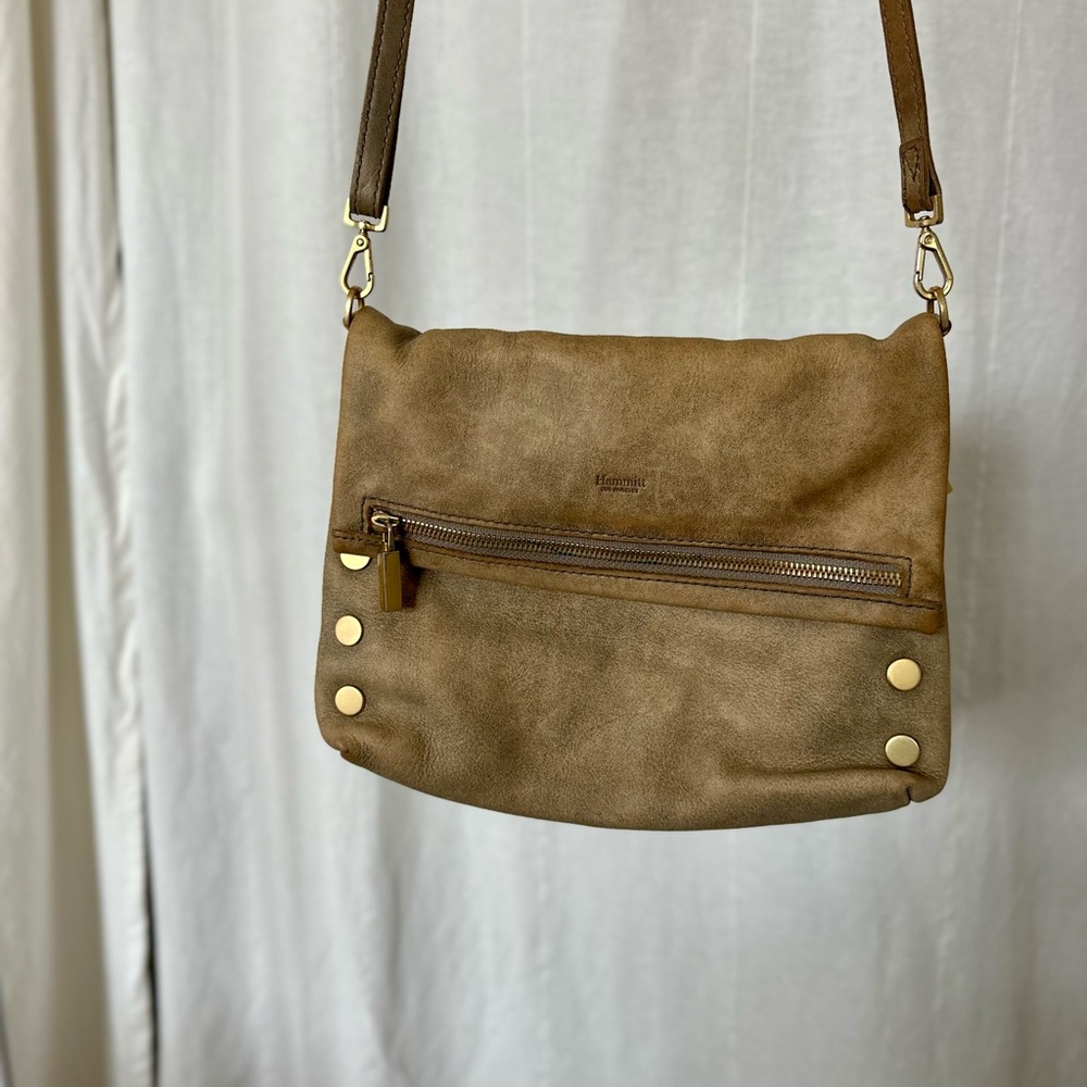 Hammitt Leather Crossbody – Brown with Gold Studs